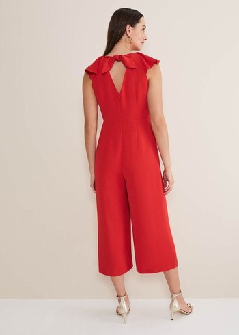 Phase Eight Nicky Ruffle Jumpsuit Red USA | 2578310-PH